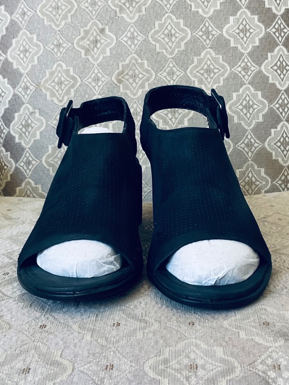NWOB ECCO Shape 35 Block Slingback Leather Sandals Black Size 9 / 40 - Picture 2 of 8